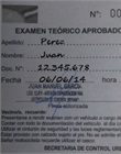 Comprobante de examen teórico aprobado